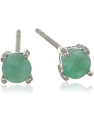 Sterling Silver 4mm Round Emerald Earrings