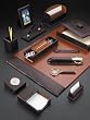 Executive Genuine Brown Croc Leather 13 Piece Desk Set
