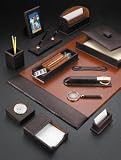 Executive Genuine Brown Croc Leather 13 Piece Desk Set