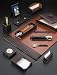 Executive Genuine Brown Croc Leather 13 Piece Desk Set