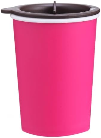 Convenient Double Walled 10-Ounce/300ML Travel To-Go Coffee Drink Mug with Rotary Lid, Food Grade PC, Red/Roseo/Yellow/Orange/Green/Blue/Gray/Brown/Black/White Available (Roseo)