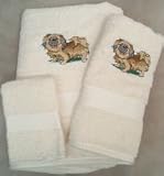 Pekingese Dog Embroidered Bath Towels
