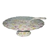 TEA ROSE CAKE PLATE/SERVER - TEA ROSE COLLECTION FOOTED CAKE PLATE AND SERVER