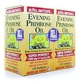 Royal Brittany Evening Primrose Oil Super Potency 1300mg BOGO 120+120 SoftGels by American Health /