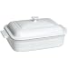Le Creuset Stoneware 4-1/2-Quart Rectangular Casserole with Lid, White