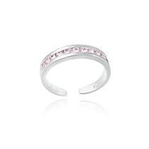 Sterling Silver Pink cz Toe Ring
