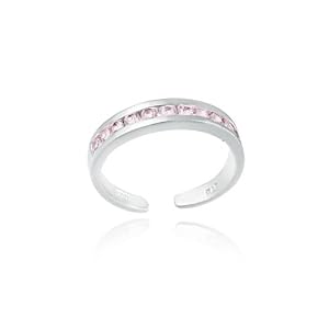 Sterling Silver Toe Ring With Channel Set