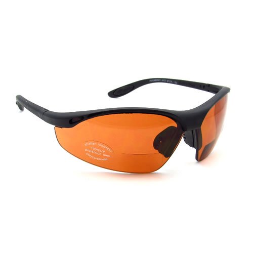 Motorcycle Bifocal 2.50 Half Frame Polycarbonate Safety High Definition (Hd) Sunglasses Black Frame with Free Microfiber Cleaning Case, Zipper Clip Hard Case and Sunglass String By Bikershades