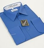 Elegant Men's Button Down French Blue Dress Shirt