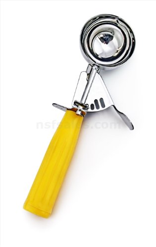 New Star NSF Approved Stainless Steel Squeeze Ice Cream Disher, 2-Ounce, Size 20, Yellow