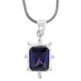 Purple Cz Sterling Silver Necklace Pendant