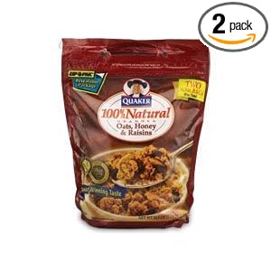 Quaker Natural Granola - Oats, Honey and Raisins 34.5 Oz (Pack of 2) by Quaker