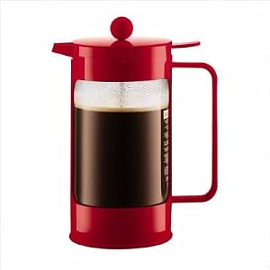 Bean 8 Cup French Press Coffeemaker with Pour Control in Rich Red by 