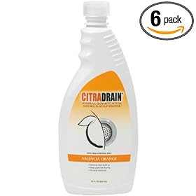 Citra Drain Natural Build-up Remover, Valencia Orange, 22-Ounce Bottles (Pack of 6)
