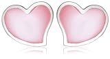 Image of Silver Ladies E6822 Pink Mother of Pearl Heart Stud Earrings