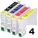 Epson Compatible T0715 (T711-T714)  Full Set of High Yield (19ml) Black/Cyan/Magenta/Yellow Ink Cartridges for Epson Stylus D78 D92 D120 DX4000 DX4050 DX4400 DX4450 DX5000 DX5050 DX6000 DX6050 DX7000F DX7400 DX7450 DX8400 DX8450 DX9400P S20 SX100/SX105 SX200 SX205 SX400 SX405 SX600FW Office B40W BX300F BX600FW.