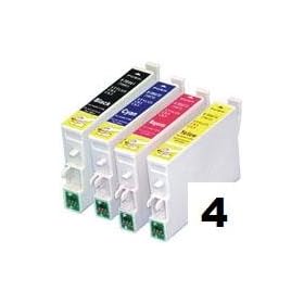 Epson Compatible T0715 (T711-T714)  Full Set of High Yield (19ml) Black/Cyan/Magenta/Yellow Ink Cartridges for Epson Stylus D78 D92 D120 DX4000 DX4050 DX4400 DX4450 DX5000 DX5050 DX6000 DX6050 DX7000F DX7400 DX7450 DX8400 DX8450 DX9400P S20 SX100/SX105 SX200 SX205 SX400 SX405 SX600FW Office B40W BX300F BX600FW.