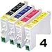 Epson Compatible T0715 (T711-T714)  Full Set of High Yield (19ml) Black/Cyan/Magenta/Yellow Ink Cartridges for Epson Stylus D78 D92 D120 DX4000 DX4050 DX4400 DX4450 DX5000 DX5050 DX6000 DX6050 DX7000F DX7400 DX7450 DX8400 DX8450 DX9400P S20 SX100/SX105 SX200 SX205 SX400 SX405 SX600FW Office B40W BX300F BX600FW.