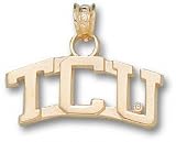 TCU Horned Frogs Solid 10K Gold Arched ''TCU'' 1/4'' Pendant