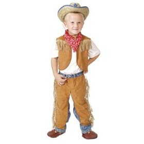  Boys Brown Size 6/8 Western Dressup Halloween Costume Cowboy Set - no hat