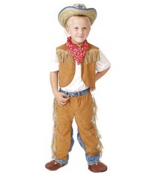 Boys Brown Size 4/6 Western Dressup Halloween Costume Cowboy Set - no hat