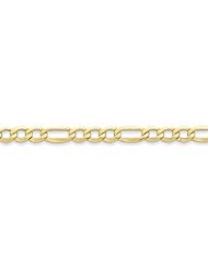 10k Yellow Gold 8in 7.3mm Semi-Solid Figaro Chain Bracelet. Metal Wt- 5.53g