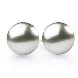 Bling Jewelry Tahitian Style Sea Shell Grey Pearl Stud Earrings 8mm 10mm 12mm