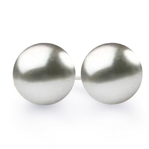 Bling Jewelry Tahitian Style Sea Shell Grey Pearl Stud Earrings 8mm 10mm 12mm