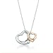 Celebrity Silver 2 Heart Silver Heart and Rose 18k Gold Hearts Necklace on 18 Inch Silver Chain