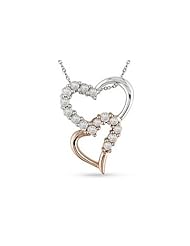 1/2 Carat Diamond 14K White & Rose Gold Heart Pendant w/ Chain