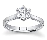 0.37 ct. F/SI1 GIA Certified Round 6 Prong Diamond Cathedral Solitaire Ring in 14K White Gold