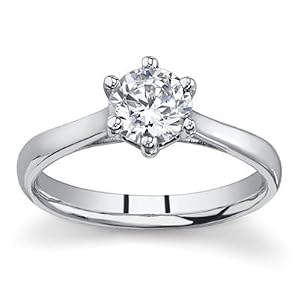 0.75 ct. E/SI1 GIA Certified Round 6 Prong Diamond Classic Solitaire Ring in 14K White Gold