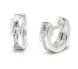 Tiny CZ Ear Huggers Sterling Silver Huggie Hoop Earrings