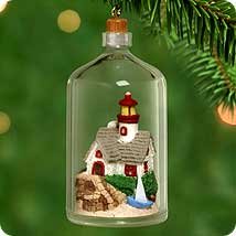 Hallmark Miniature 2000 Ornament SEASIDE SCENES Lighthouse in a Bottle by Hallmark Handcrafted Miniature Ornament