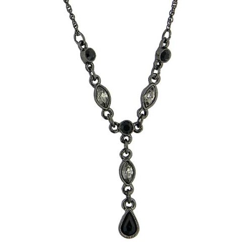 Black-Diamond Crystal Drop Necklace
