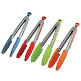 Kitchen & Housewares : Silicone Locking Tongs, Stainless Steel, assorted colours