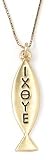 14k Yellow Gold IXOYE Fish Pendant by Bob Siemon, 18"