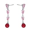Sterling Silver Fashion Earrings with CZ - Pink - Dangling