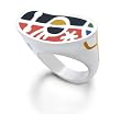 ITALIAN STERLING SILVER RING ENHANCED WITH AN ENAMEL PAINTING IN HONOR OF "MIRO"