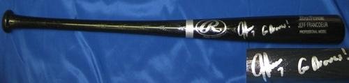 Jeff Francoeur Autographed/Hand Signed Black Rawlings Bat w/Go Braves