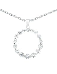 1.00 Ct Diamond Circle of Love Journey Pendants Necklaces in 18 Kt White Gold