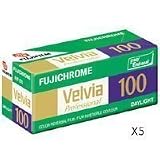 Fujifilm Fujichrome Velvia RVP 100 Color Slide Film, ISO 100, 220 Size, 5 Pack, Transparency, U.S.A.