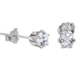 Sterling Silver 4mm Clear (April) Cubic Zirconia Stud Earrings