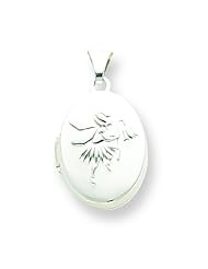 Sterling Silver Fairy 17mm 2-Frame Oval Locket