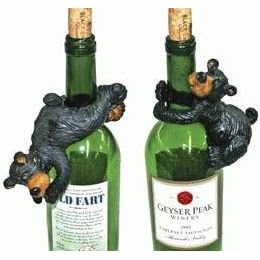 Decorative Black Bear Cub Figurine That Hang On Neck Of Wine Bottle For Wonderful Display Hangers...