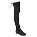 Beston GF59 Women's Drawstring Tie Low Heel Side Zipper Thigh High Stretch Boots