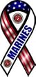2-in-1 Red, White, and Blue Marines 8" Ribbon Car Magnet