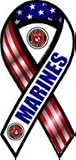 2-in-1 Red, White, and Blue Marines 8" Ribbon Car Magnet
