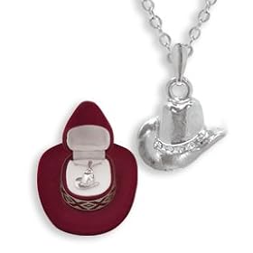 Western Crystal COWBOY HAT NECKLACE in Cowboy Hat Gift Box