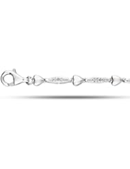 Sterling Silver Rhodium Plated Fancy Hearts Style Pave Set Diamond Tennis Bracelet - 7.25 Inches - 0.16 Tcw